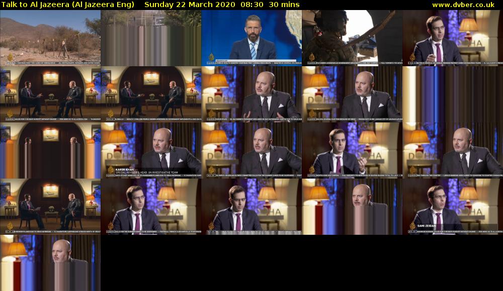 Talk to Al Jazeera (Al Jazeera Eng) Sunday 22 March 2020 08:30 - 09:00