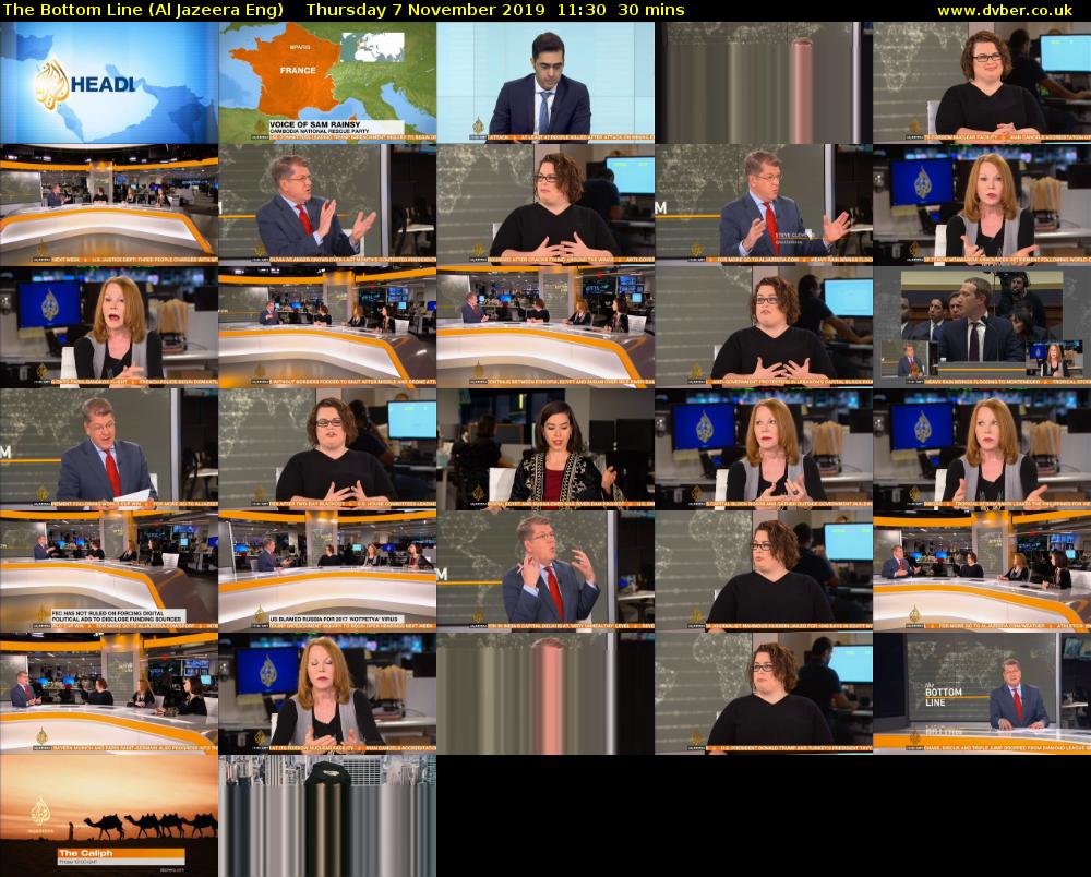 The Bottom Line (Al Jazeera Eng) Thursday 7 November 2019 11:30 - 12:00