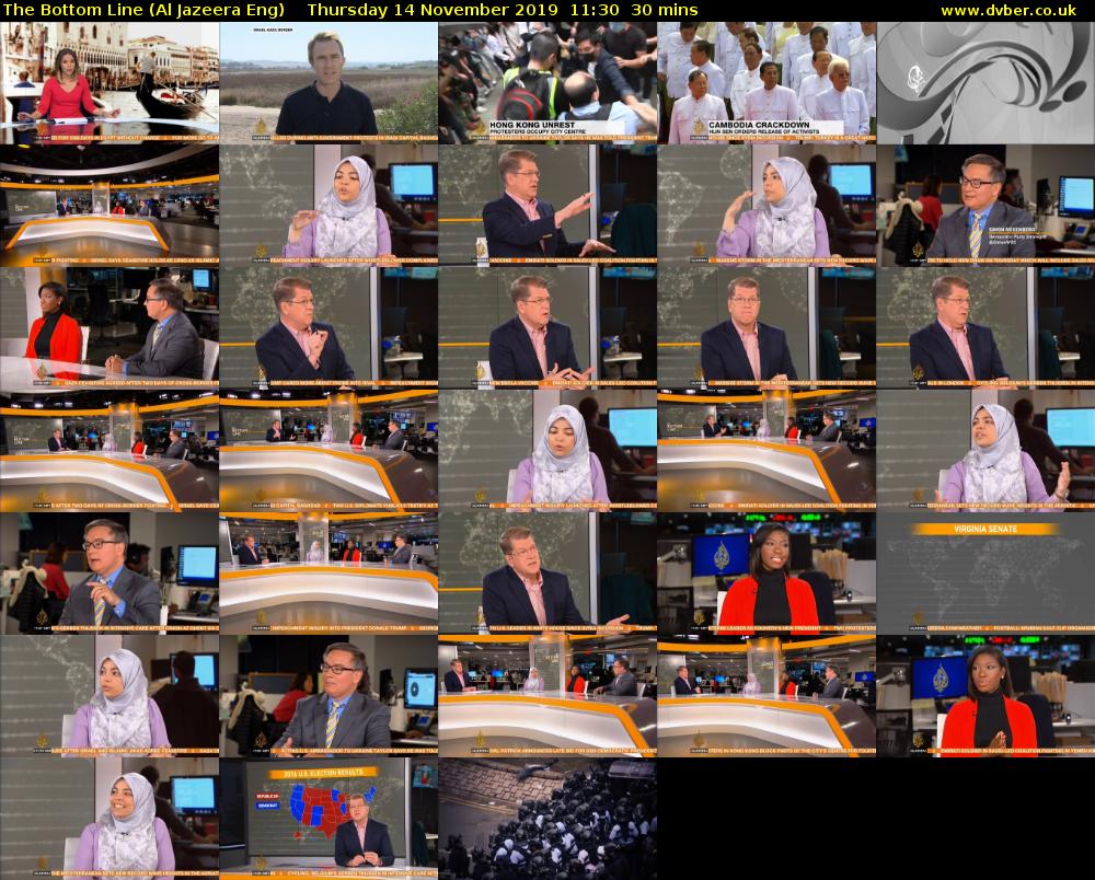 The Bottom Line (Al Jazeera Eng) Thursday 14 November 2019 11:30 - 12:00