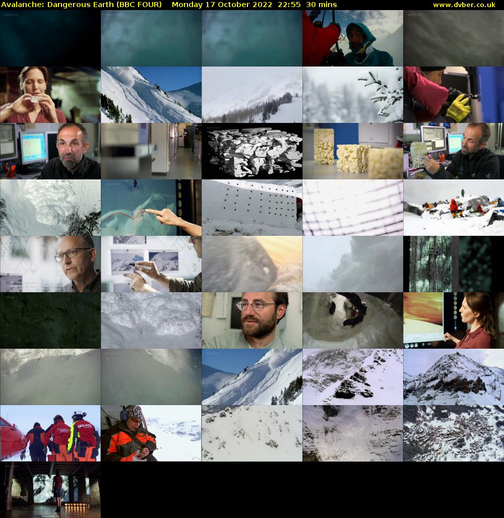 Avalanche: Dangerous Earth (BBC FOUR) Monday 17 October 2022 22:55 - 23:25