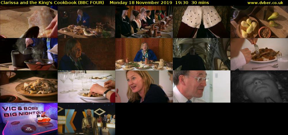 Clarissa and the King's Cookbook (BBC FOUR) Monday 18 November 2019 19:30 - 20:00