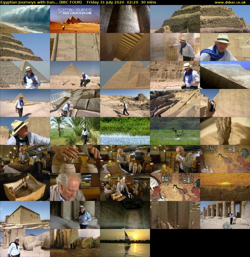 Egyptian Journeys with Dan... (BBC FOUR) Friday 31 July 2020 02:20 - 02:50