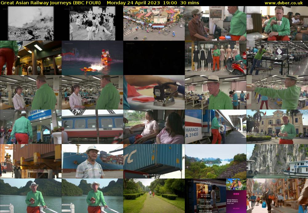 Great Asian Railway Journeys (BBC FOUR) Monday 24 April 2023 19:00 - 19:30