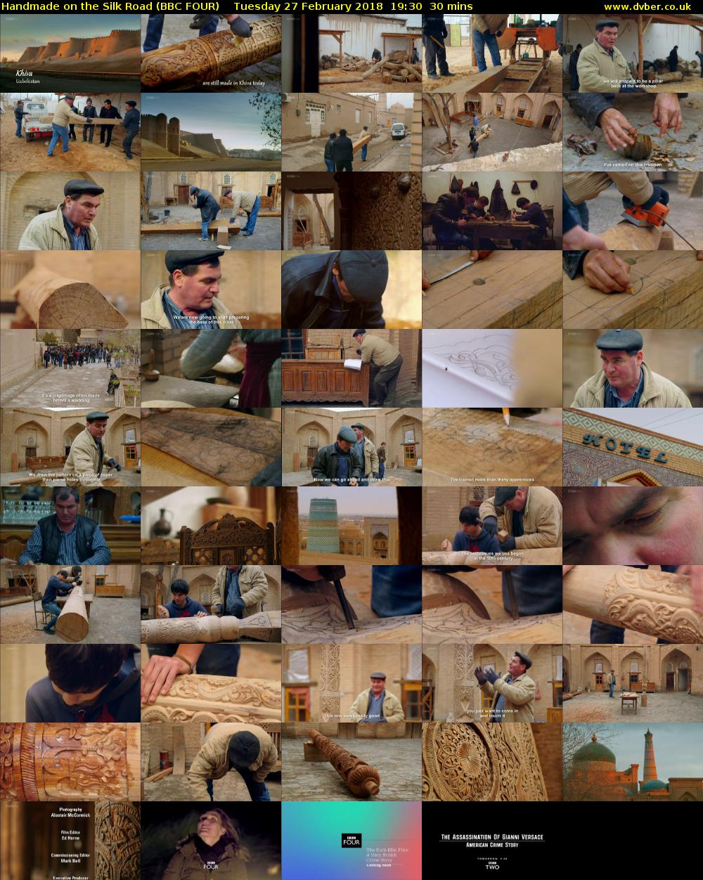 Handmade on the Silk Road (BBC FOUR) Tuesday 27 February 2018 19:30 - 20:00