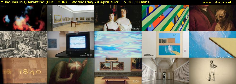 Museums in Quarantine (BBC FOUR) Wednesday 29 April 2020 19:30 - 20:00