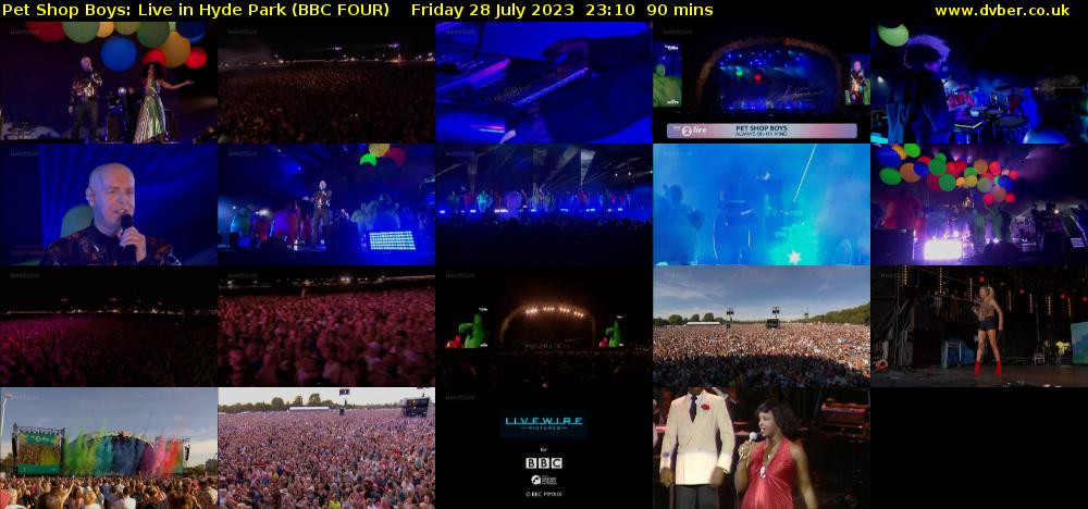 Pet Shop Boys: Live in Hyde Park (BBC FOUR) Friday 28 July 2023 23:10 - 00:40