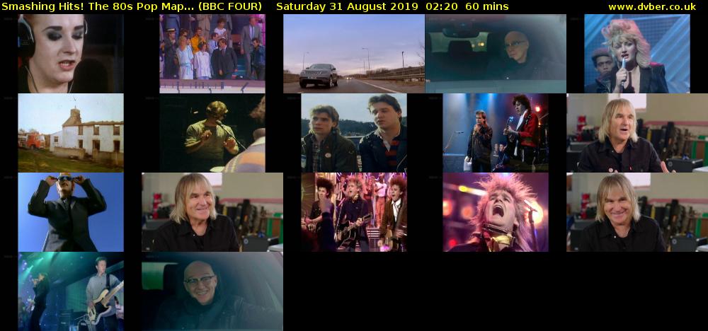 Smashing Hits! The 80s Pop Map... (BBC FOUR) Saturday 31 August 2019 02:20 - 03:20