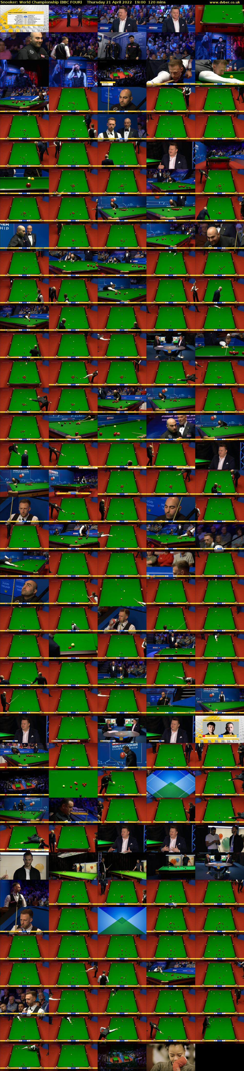 Snooker: World Championship (BBC FOUR) Thursday 21 April 2022 19:00 - 21:00