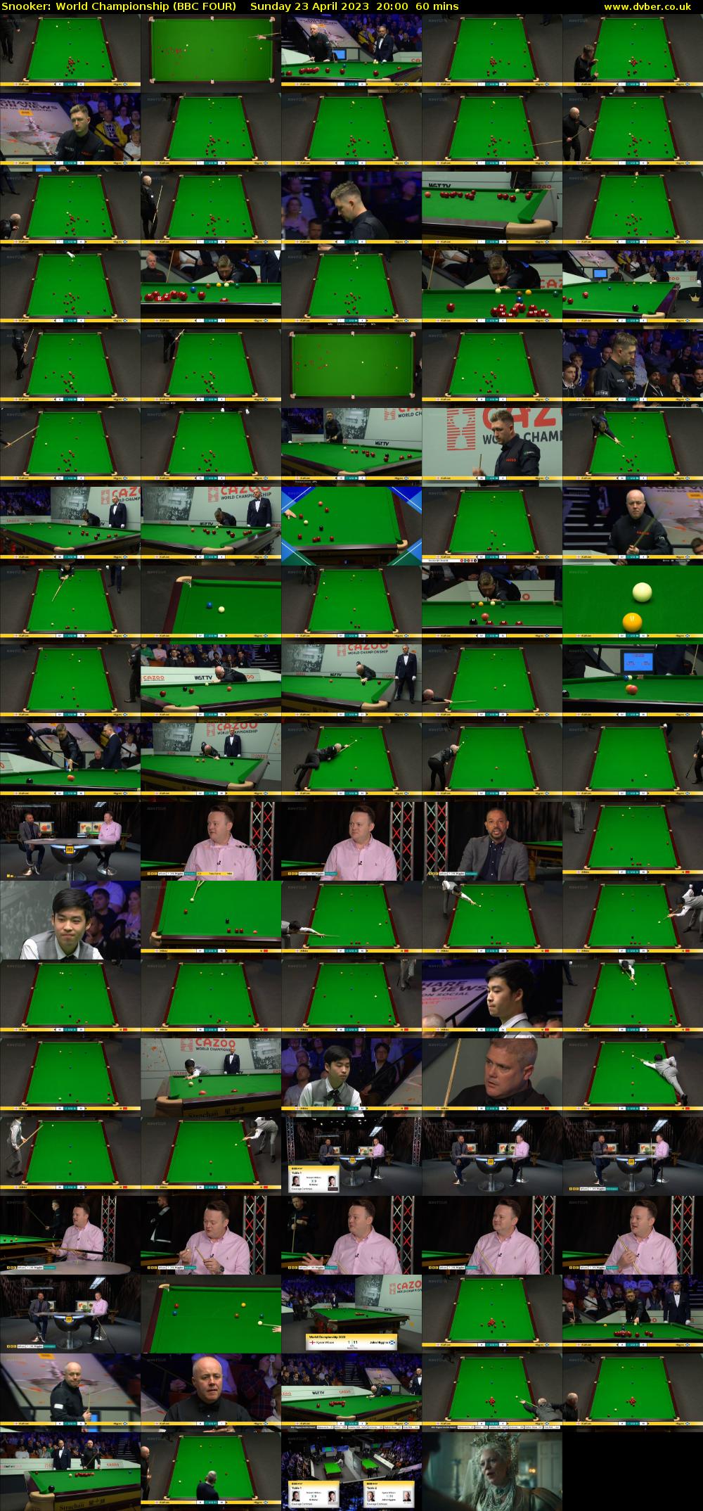 Snooker: World Championship (BBC FOUR) Sunday 23 April 2023 20:00 - 21:00