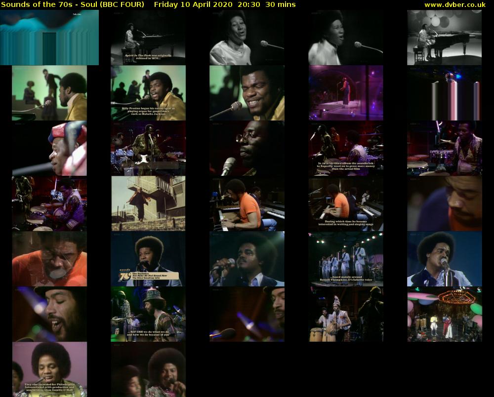 Sounds of the 70s - Soul (BBC FOUR) Friday 10 April 2020 20:30 - 21:00