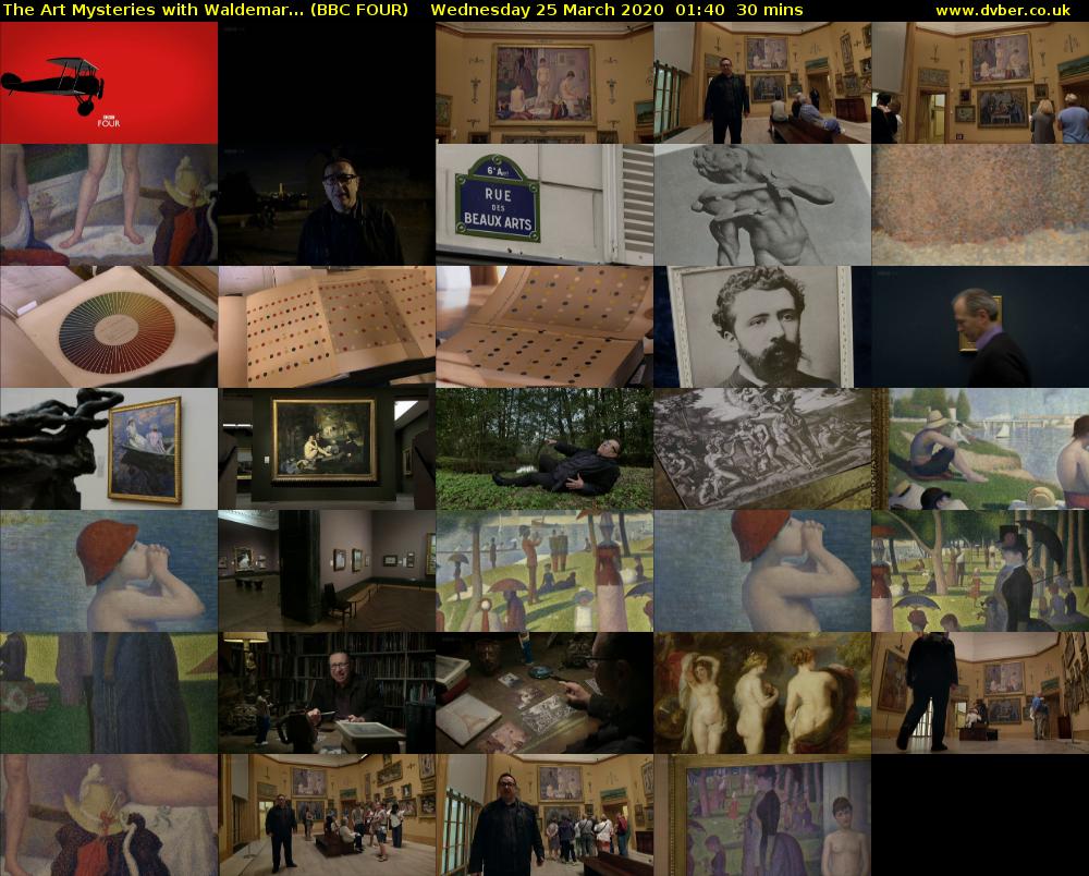 The Art Mysteries with Waldemar... (BBC FOUR) Wednesday 25 March 2020 01:40 - 02:10