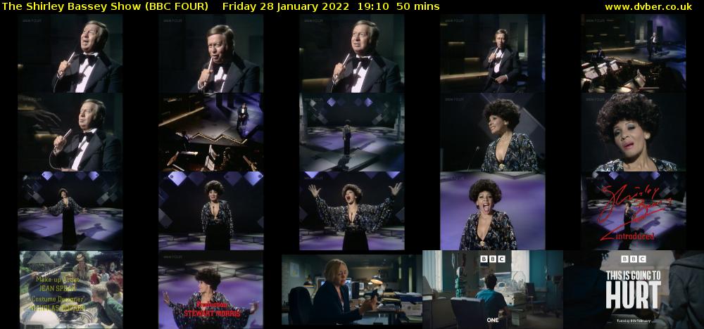 The Shirley Bassey Show (BBC FOUR) Friday 28 January 2022 19:10 - 20:00
