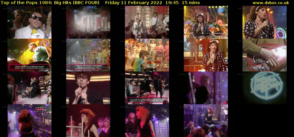 Top of the Pops 1984: Big Hits (BBC FOUR) Friday 11 February 2022 19:45 - 20:00