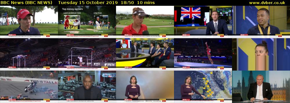 BBC News (BBC NEWS) Tuesday 15 October 2019 18:50 - 19:00