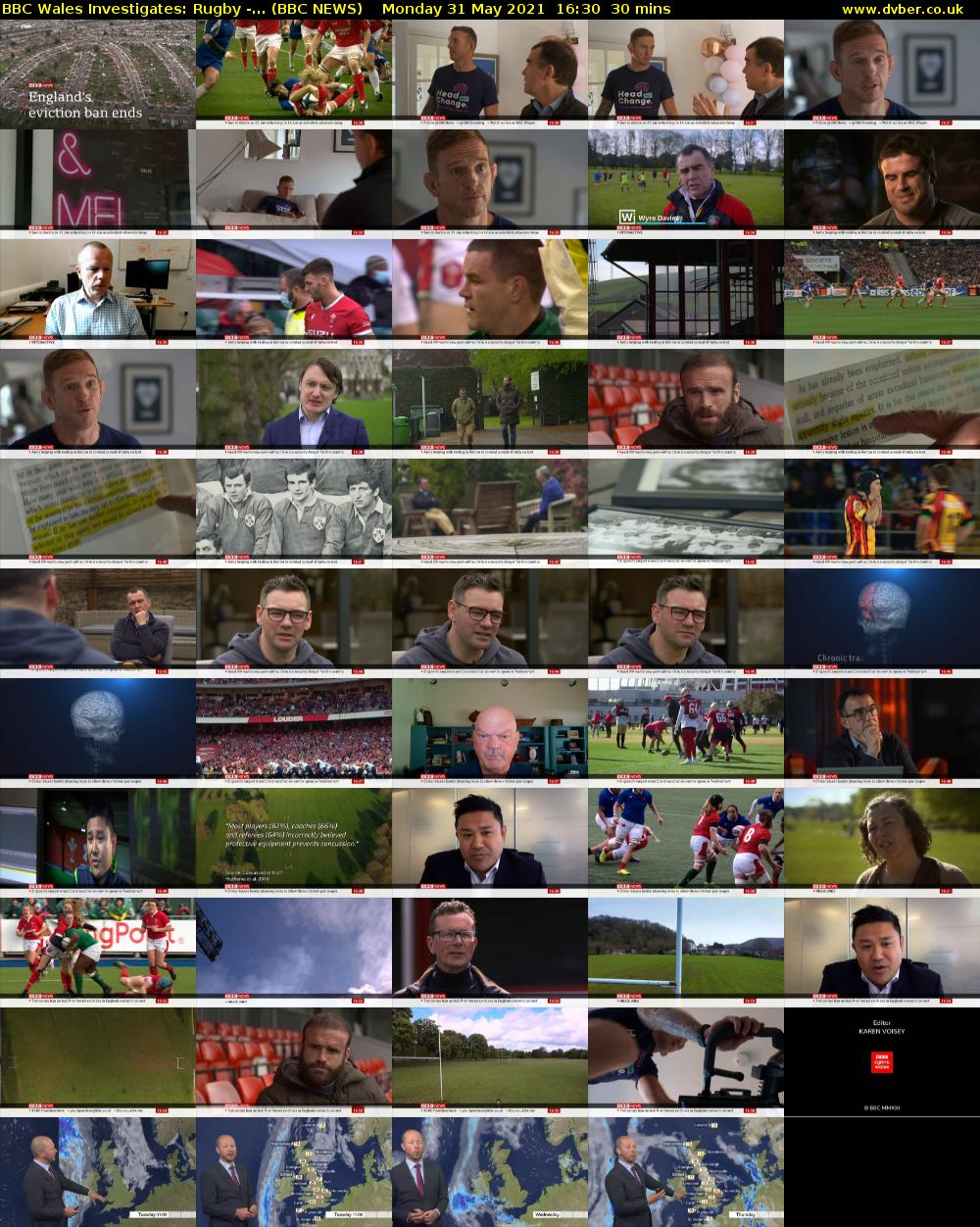 BBC Wales Investigates: Rugby -... (BBC NEWS) Monday 31 May 2021 16:30 - 17:00