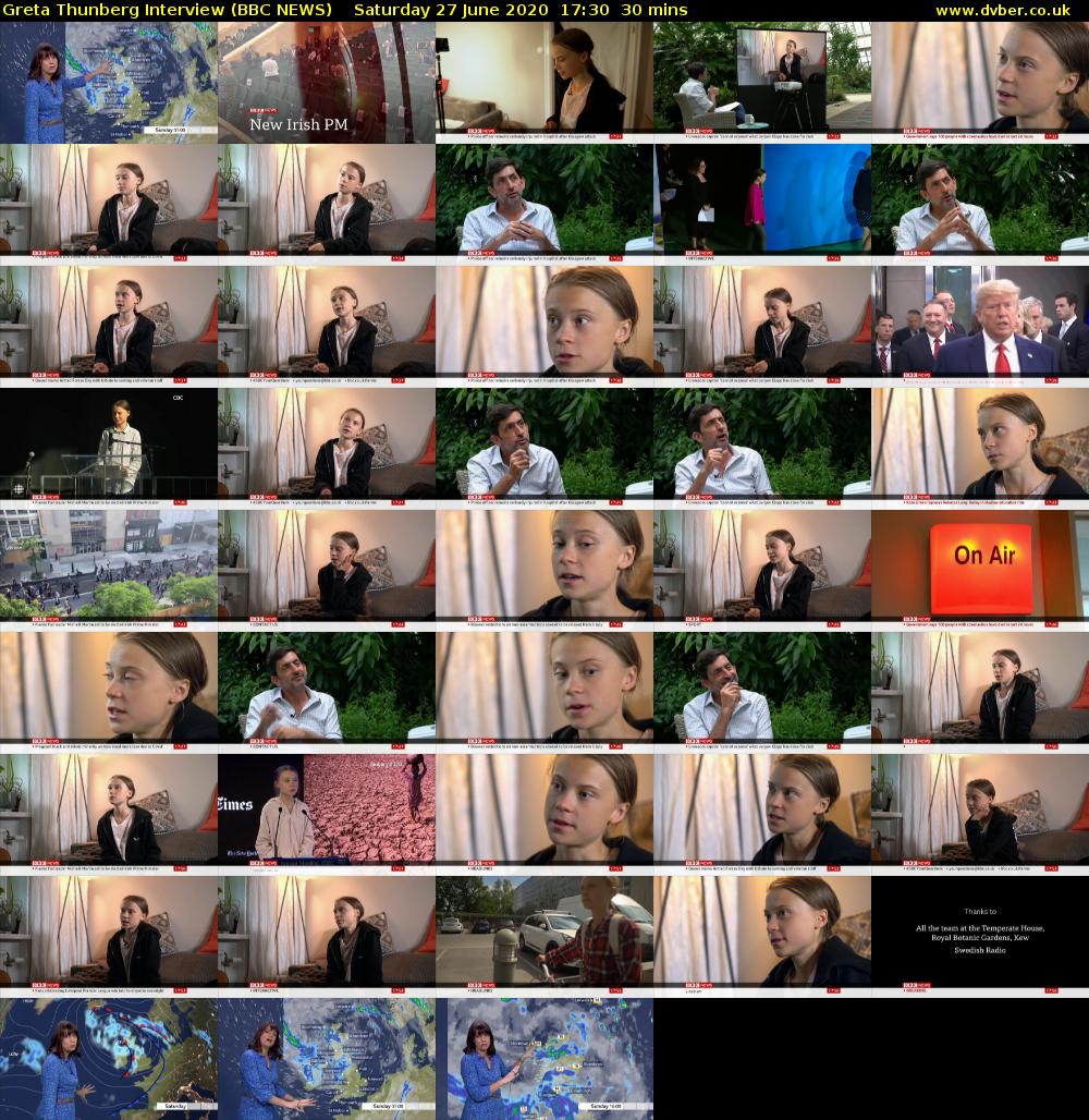 Greta Thunberg Interview (BBC NEWS) Saturday 27 June 2020 17:30 - 18:00