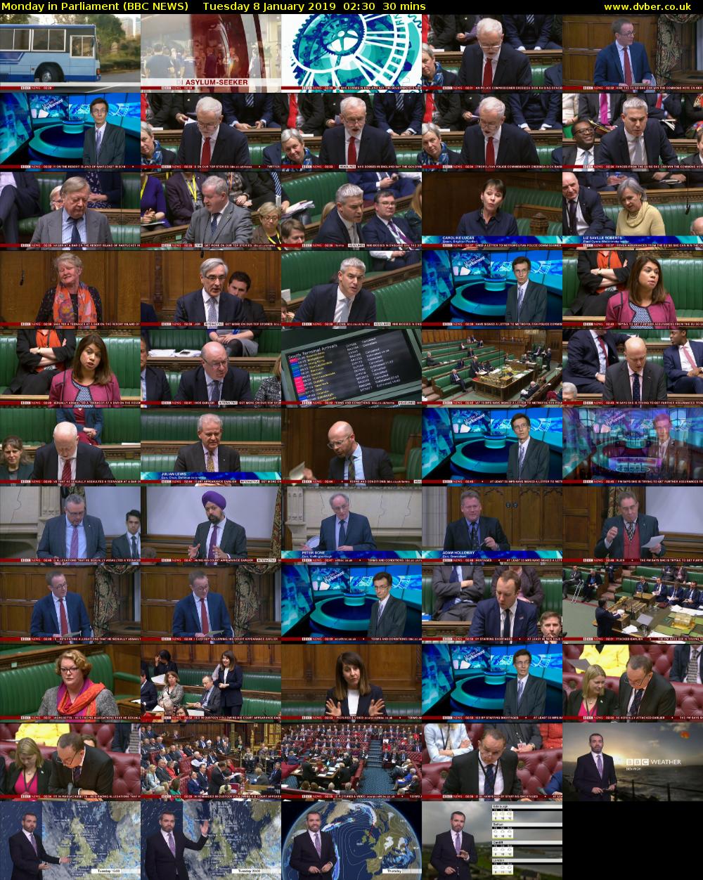 Monday in Parliament (BBC NEWS) Tuesday 8 January 2019 02:30 - 03:00