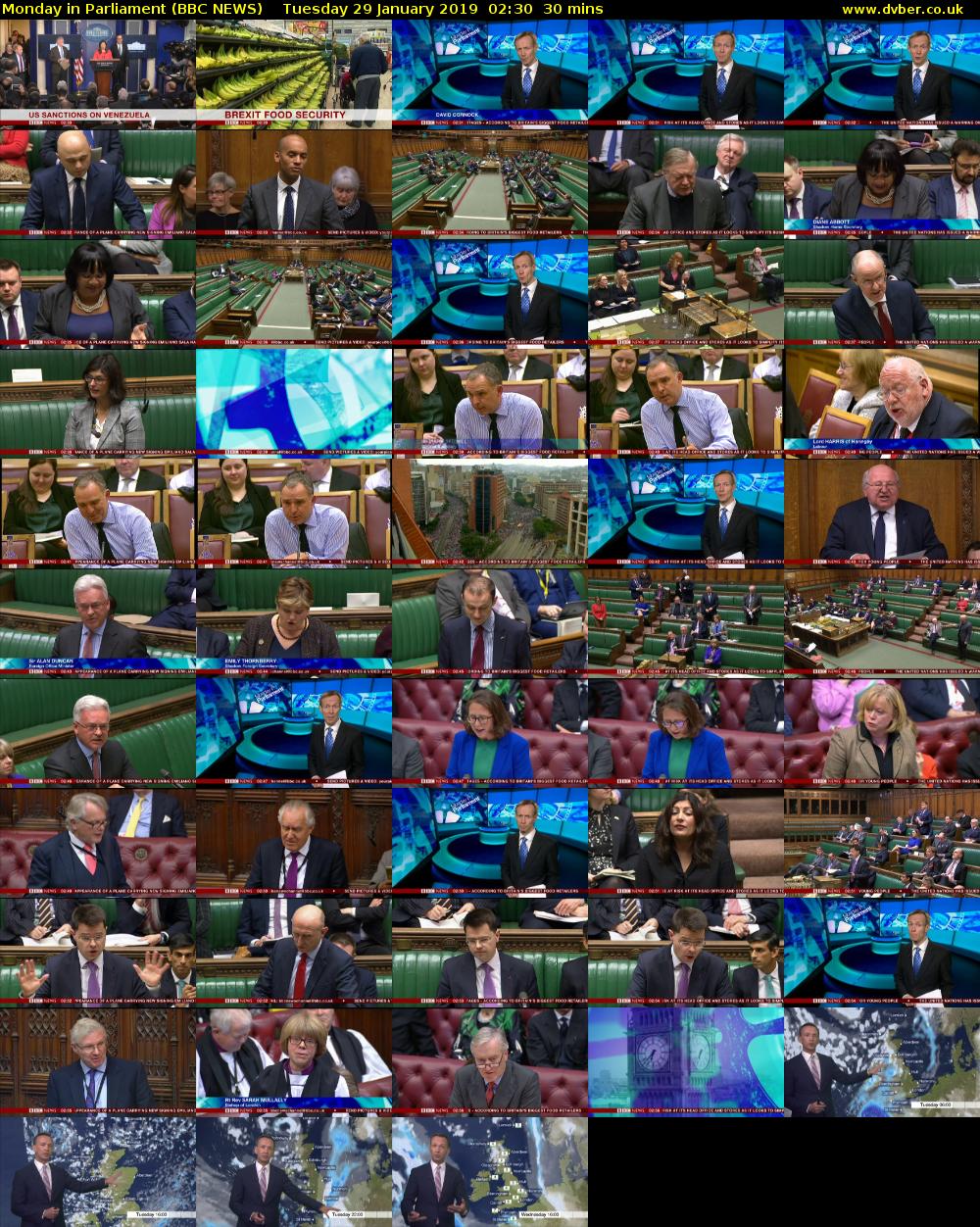 Monday in Parliament (BBC NEWS) Tuesday 29 January 2019 02:30 - 03:00