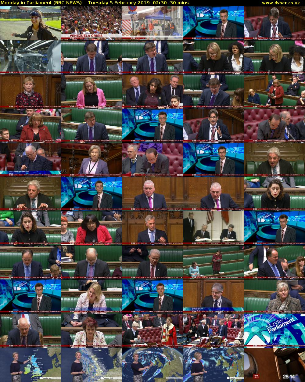 Monday in Parliament (BBC NEWS) Tuesday 5 February 2019 02:30 - 03:00