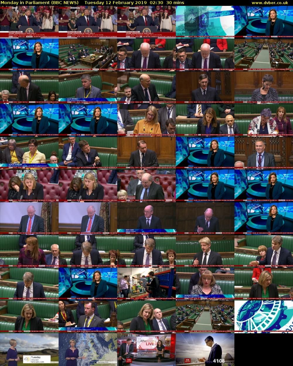 Monday in Parliament (BBC NEWS) Tuesday 12 February 2019 02:30 - 03:00