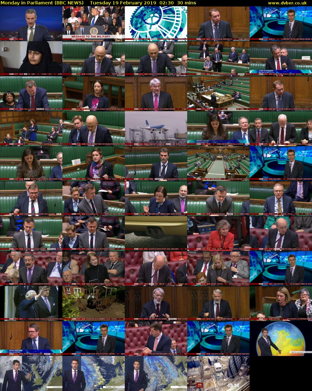 Monday in Parliament (BBC NEWS) Tuesday 19 February 2019 02:30 - 03:00
