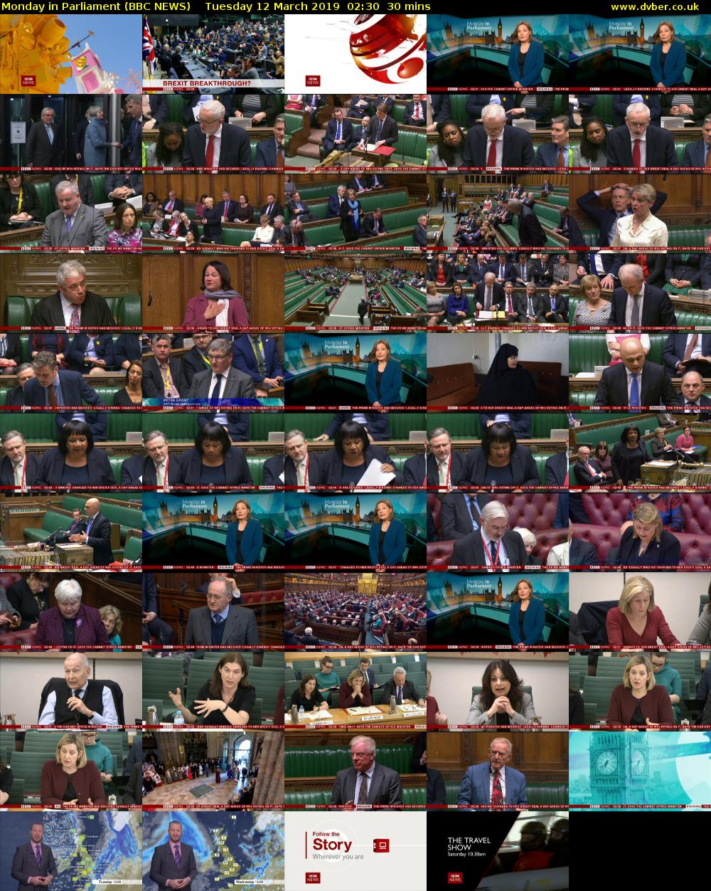 Monday in Parliament (BBC NEWS) Tuesday 12 March 2019 02:30 - 03:00