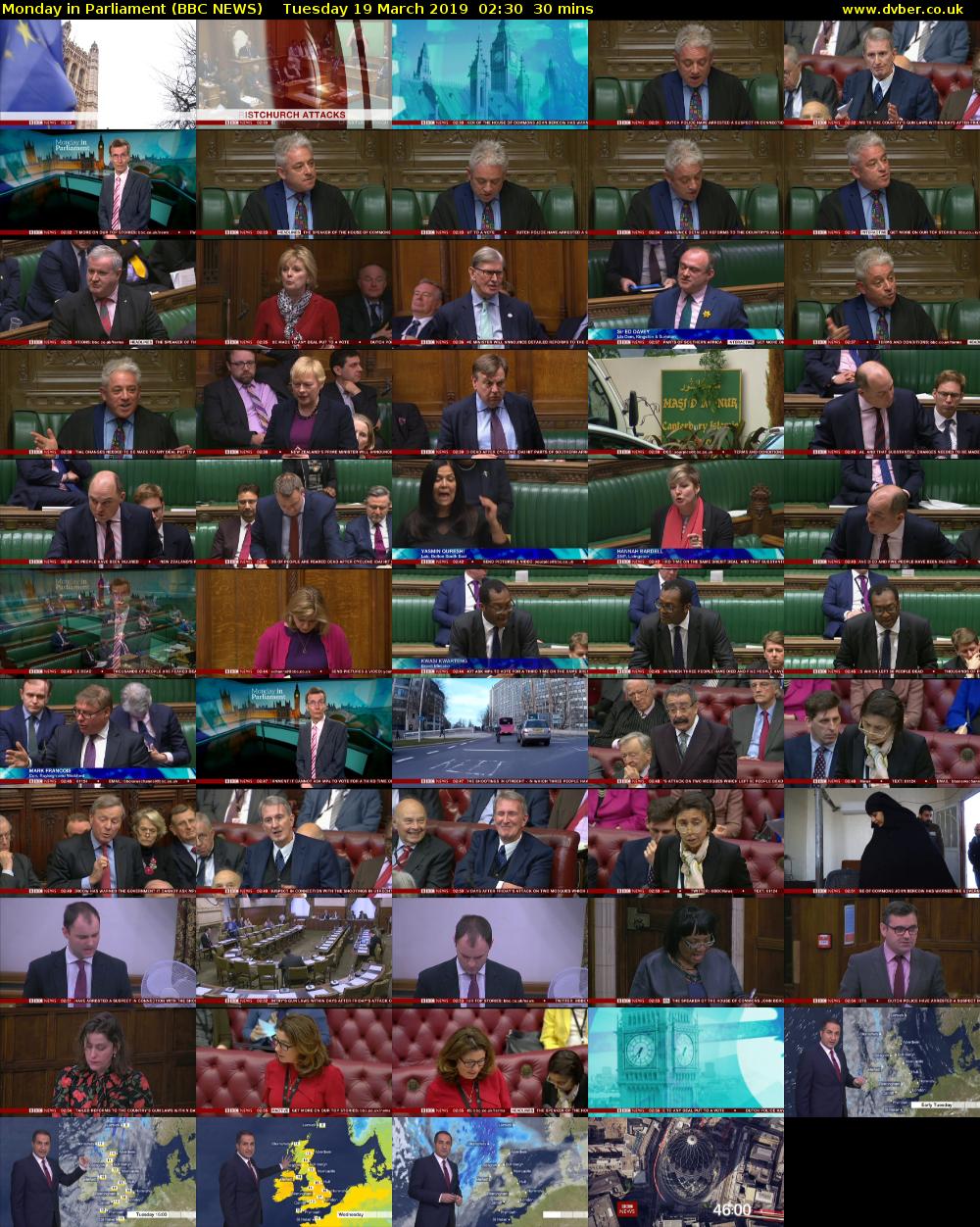 Monday in Parliament (BBC NEWS) Tuesday 19 March 2019 02:30 - 03:00