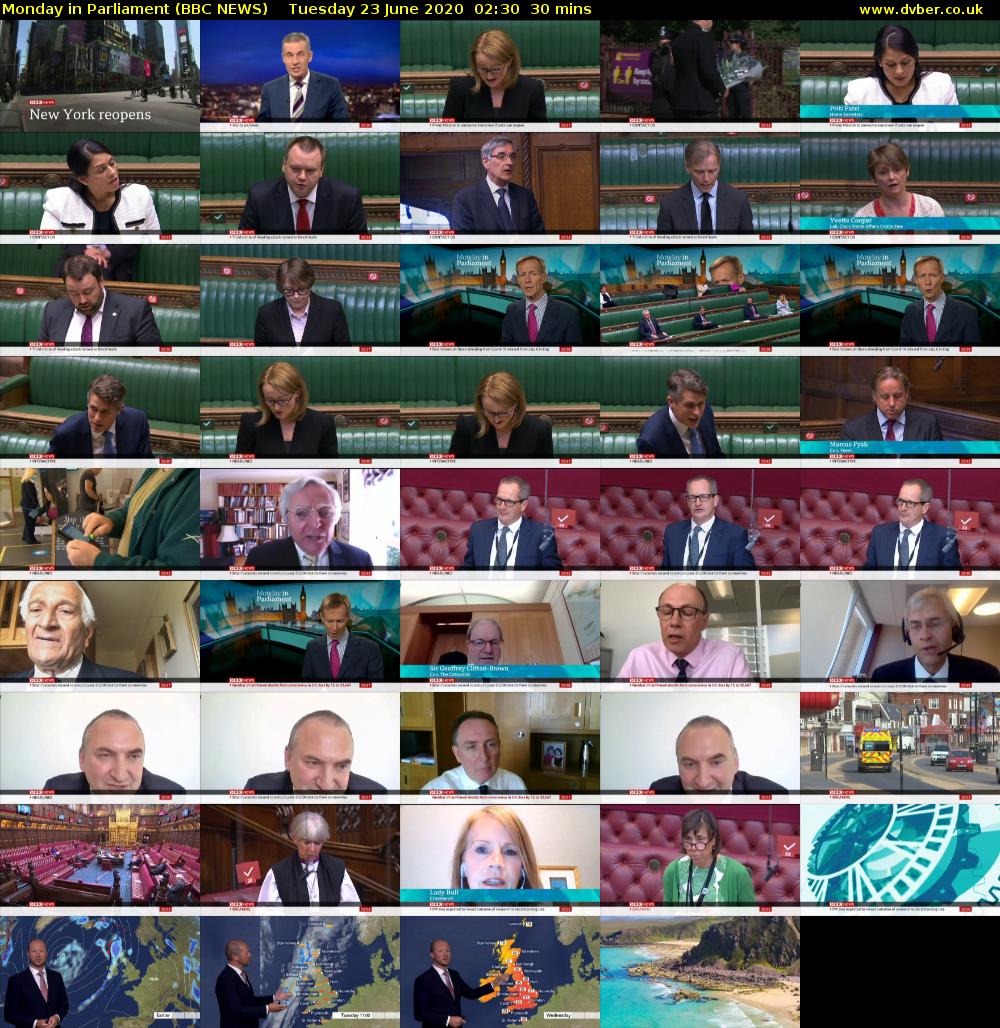 Monday in Parliament (BBC NEWS) Tuesday 23 June 2020 02:30 - 03:00