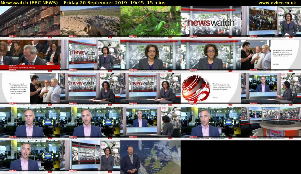 Newswatch (BBC NEWS) Friday 20 September 2019 19:45 - 20:00