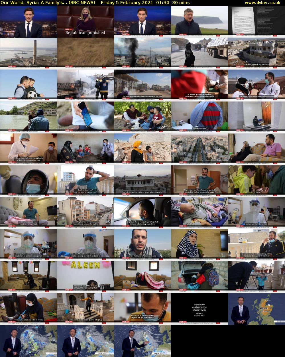 Our World: Syria: A Family's... (BBC NEWS) Friday 5 February 2021 01:30 - 02:00