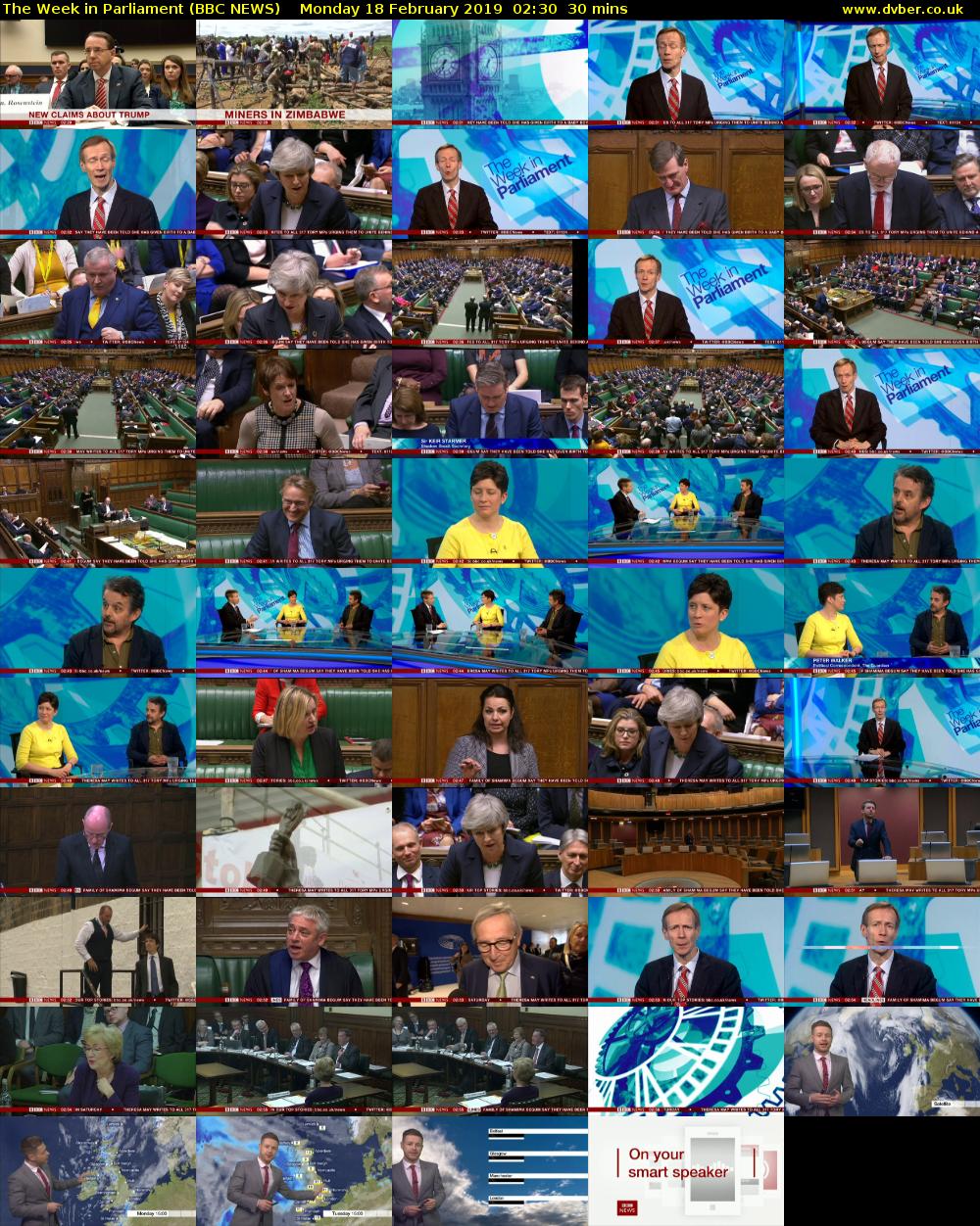 The Week in Parliament (BBC NEWS) Monday 18 February 2019 02:30 - 03:00