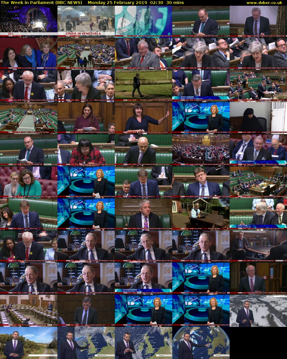 The Week in Parliament (BBC NEWS) Monday 25 February 2019 02:30 - 03:00