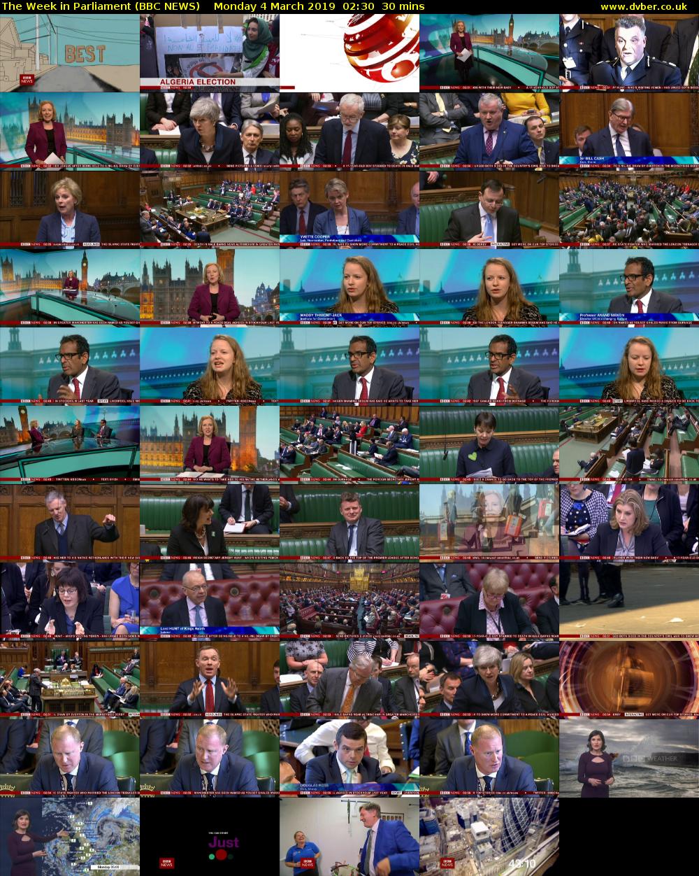 The Week in Parliament (BBC NEWS) Monday 4 March 2019 02:30 - 03:00