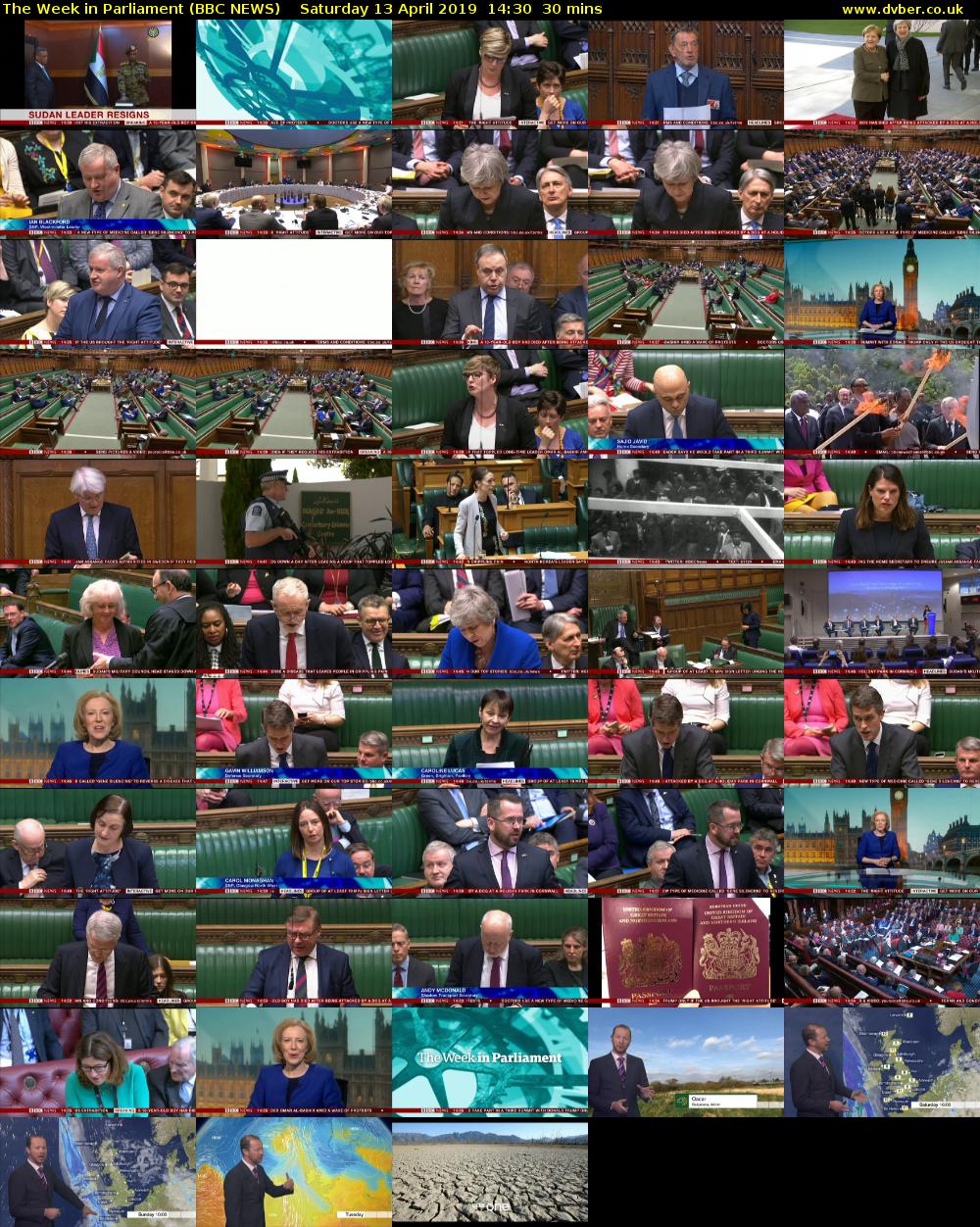 The Week in Parliament (BBC NEWS) Saturday 13 April 2019 14:30 - 15:00