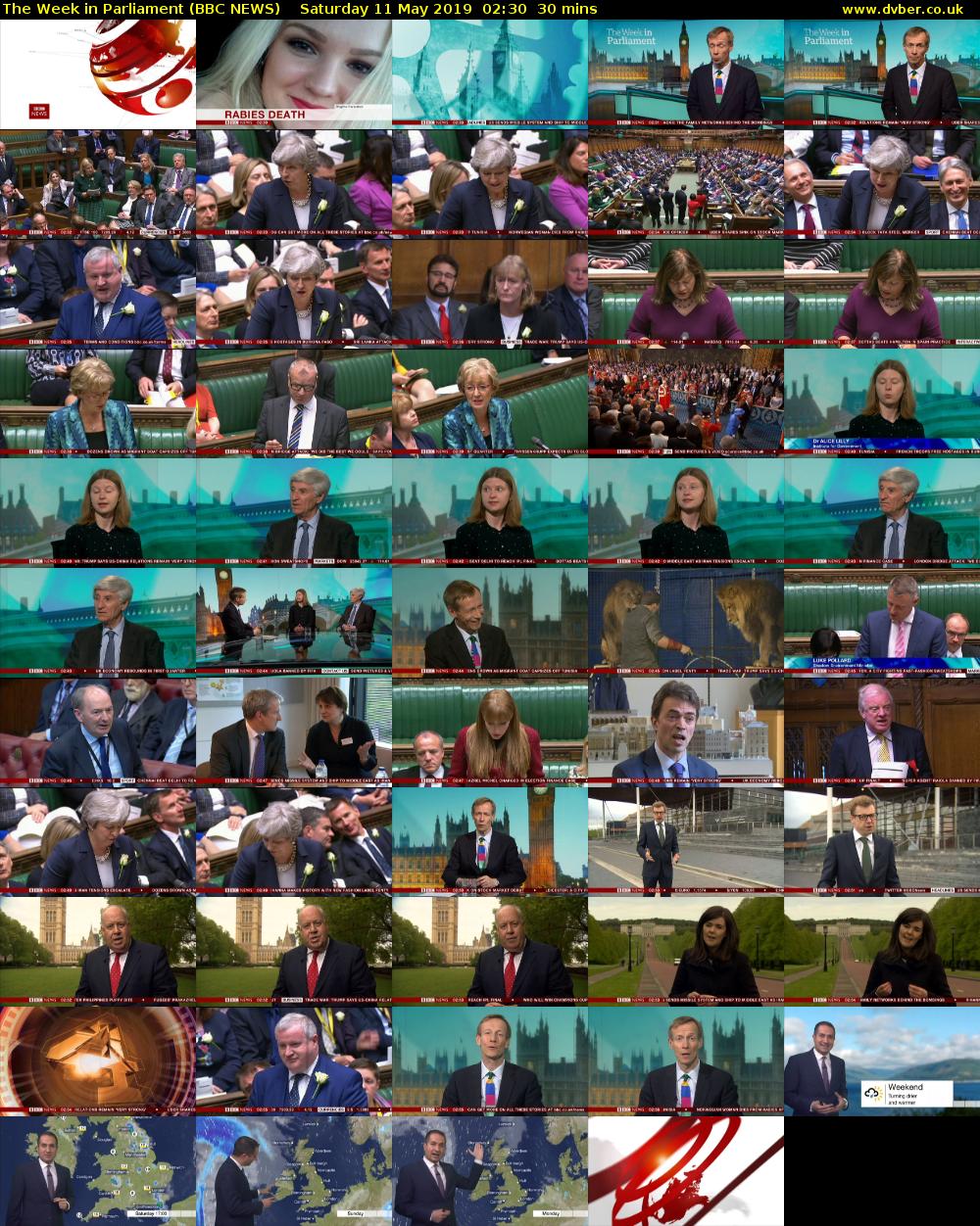 The Week in Parliament (BBC NEWS) Saturday 11 May 2019 02:30 - 03:00