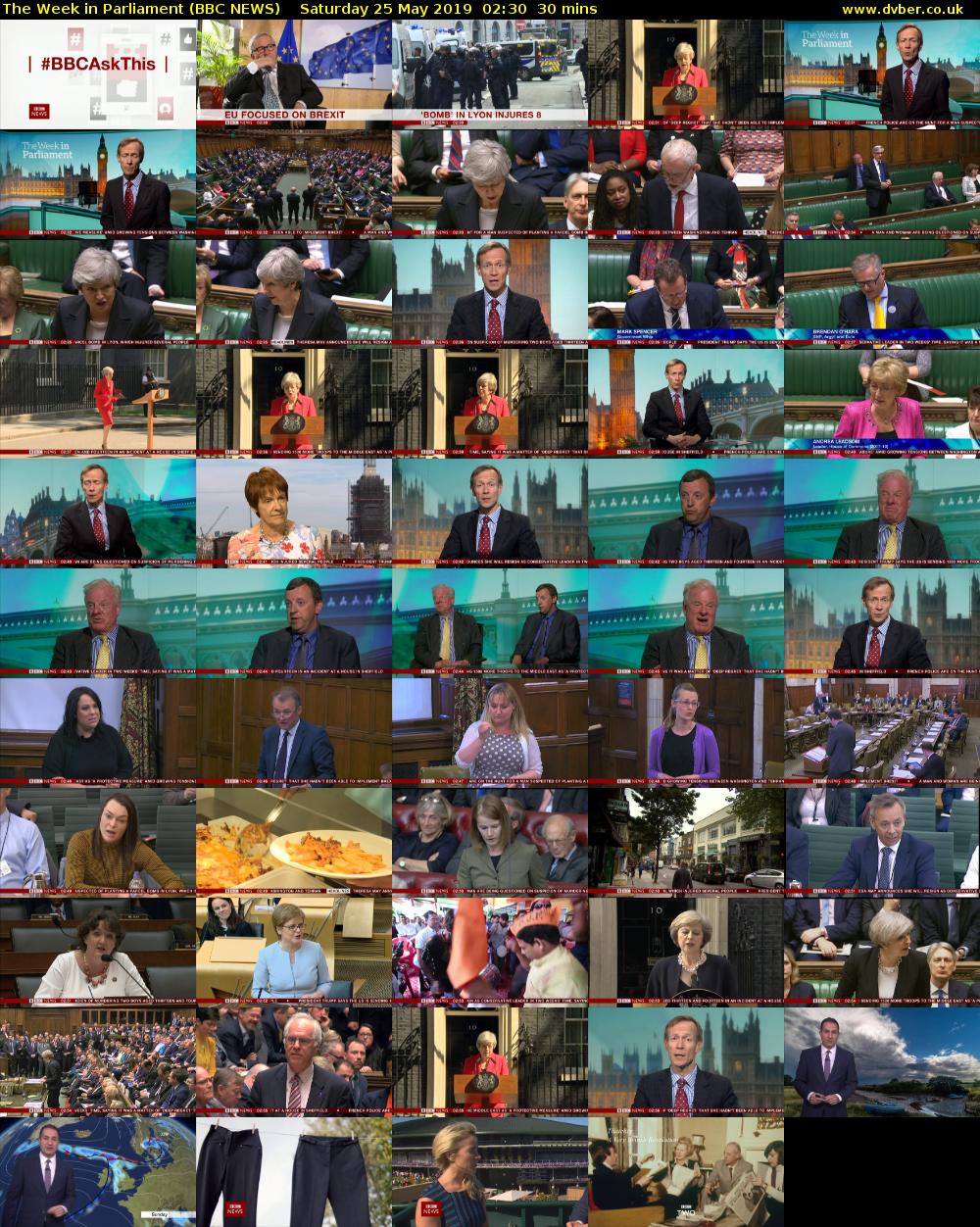 The Week in Parliament (BBC NEWS) Saturday 25 May 2019 02:30 - 03:00