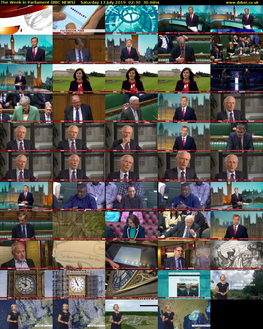 The Week in Parliament (BBC NEWS) Saturday 13 July 2019 02:30 - 03:00