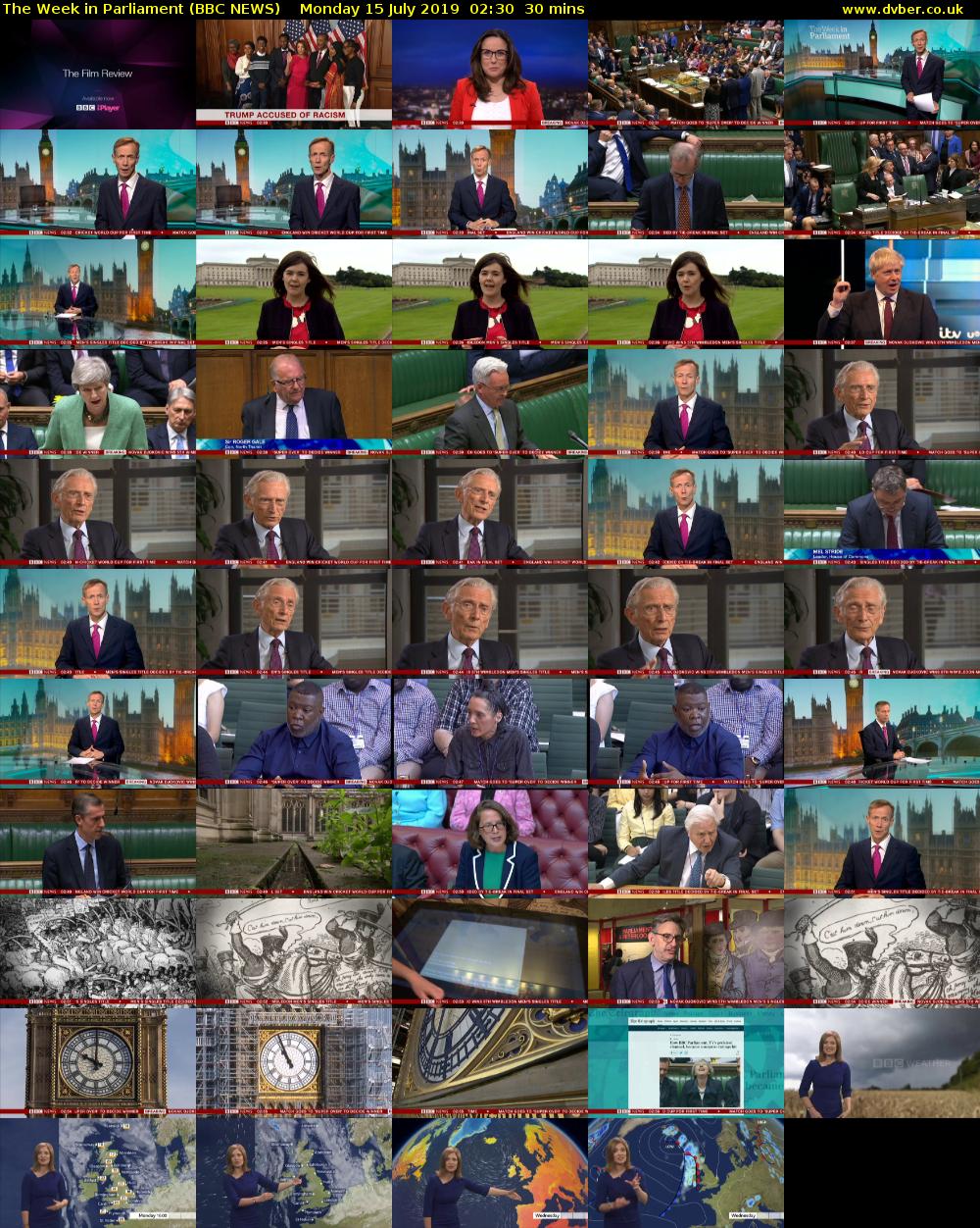 The Week in Parliament (BBC NEWS) Monday 15 July 2019 02:30 - 03:00