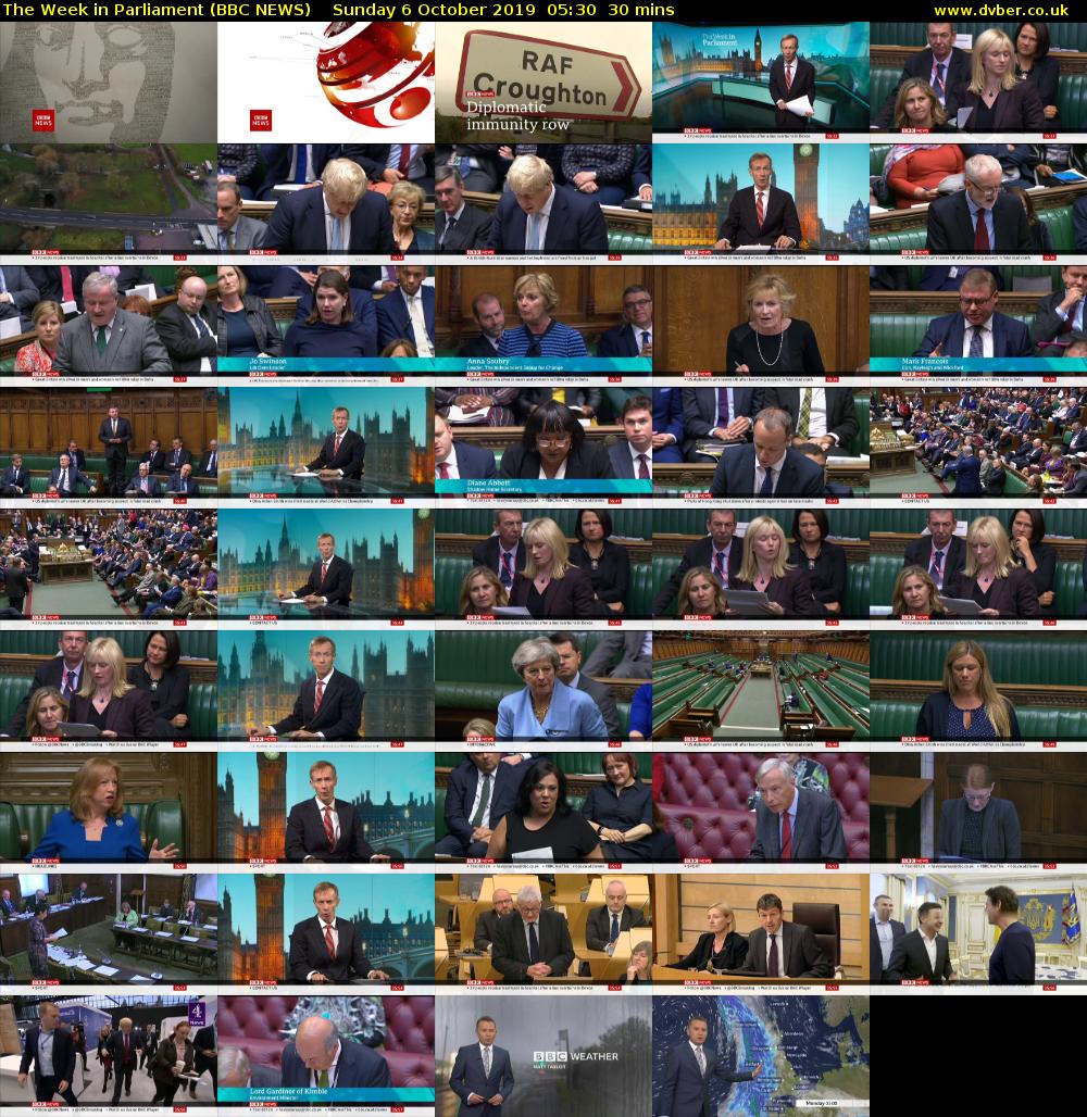 The Week in Parliament (BBC NEWS) Sunday 6 October 2019 05:30 - 06:00