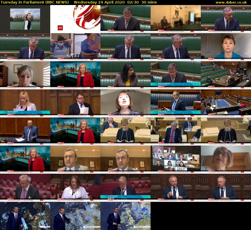 Tuesday in Parliament (BBC NEWS) Wednesday 29 April 2020 02:30 - 03:00