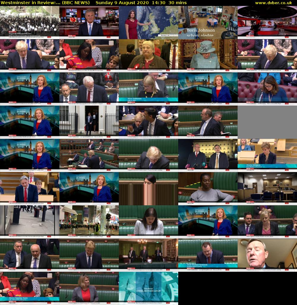 Westminster in Review:... (BBC NEWS) Sunday 9 August 2020 14:30 - 15:00