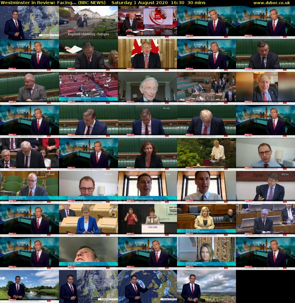 Westminster in Review: Facing... (BBC NEWS) Saturday 1 August 2020 16:30 - 17:00