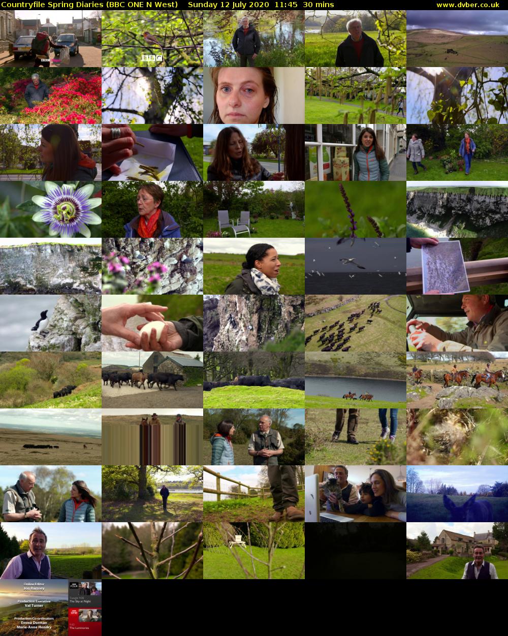 Countryfile Spring Diaries (BBC ONE N West) Sunday 12 July 2020 11:45 - 12:15