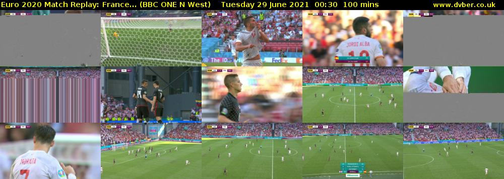 Euro 2020 Match Replay: France... (BBC ONE N West) Tuesday 29 June 2021 00:30 - 02:10