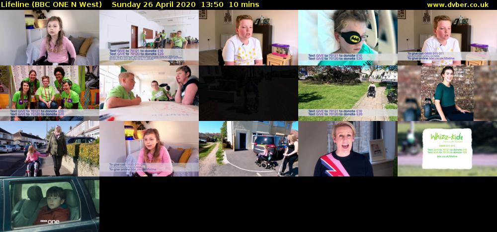 Lifeline (BBC ONE N West) Sunday 26 April 2020 13:50 - 14:00