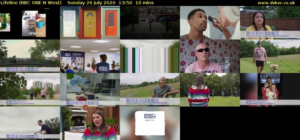 Lifeline (BBC ONE N West) Sunday 26 July 2020 13:50 - 14:00