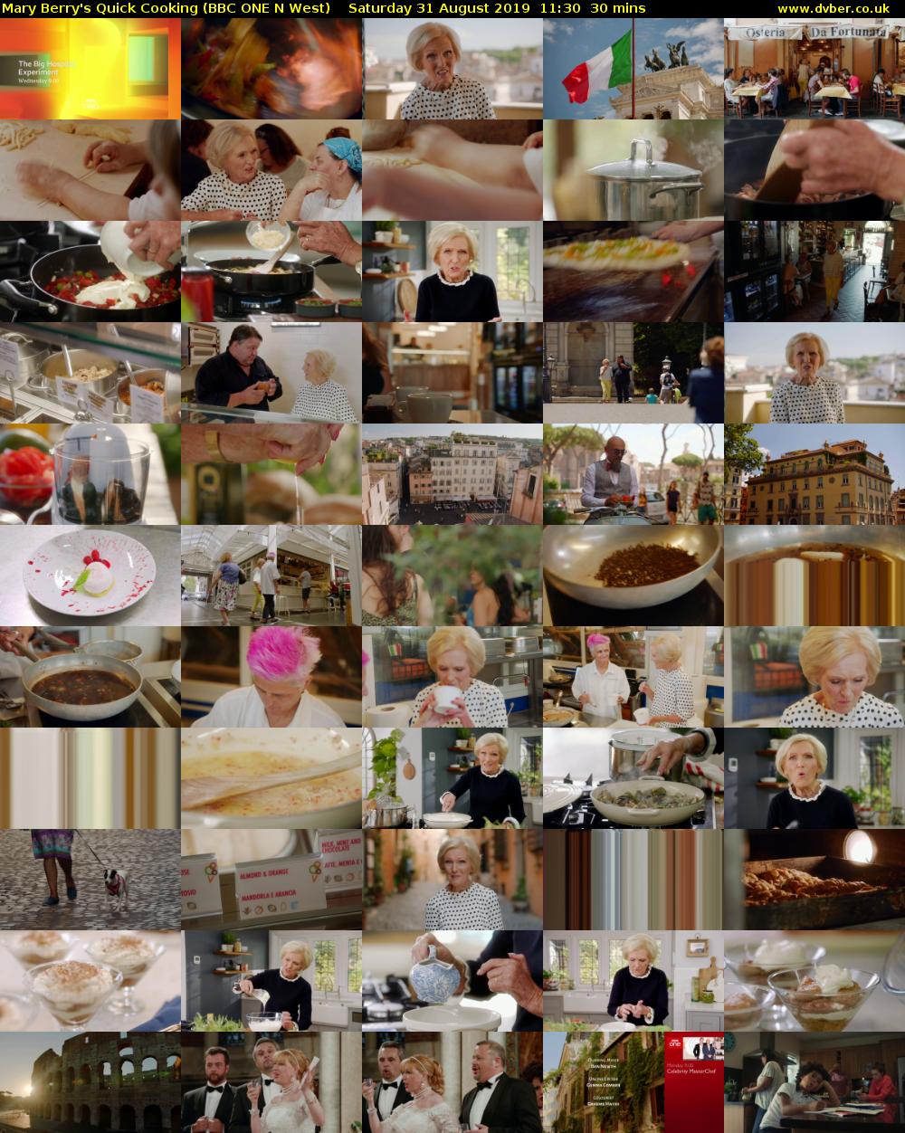 Mary Berry's Quick Cooking (BBC ONE N West) Saturday 31 August 2019 11:30 - 12:00