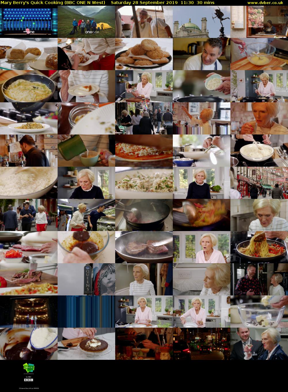 Mary Berry's Quick Cooking (BBC ONE N West) Saturday 28 September 2019 11:30 - 12:00