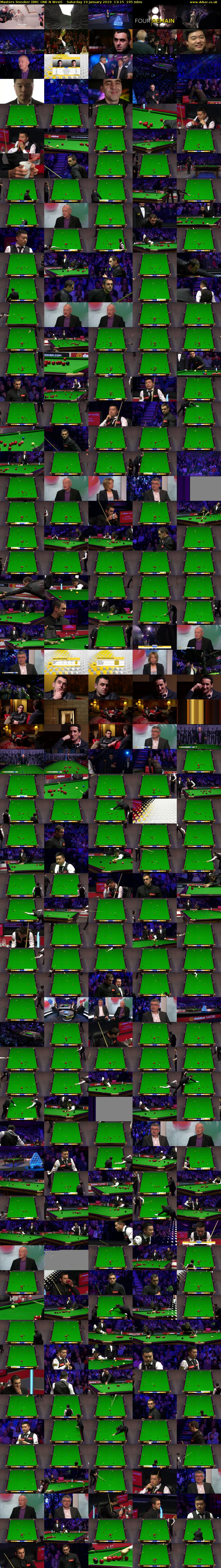 Masters Snooker (BBC ONE N West) Saturday 19 January 2019 13:15 - 16:30