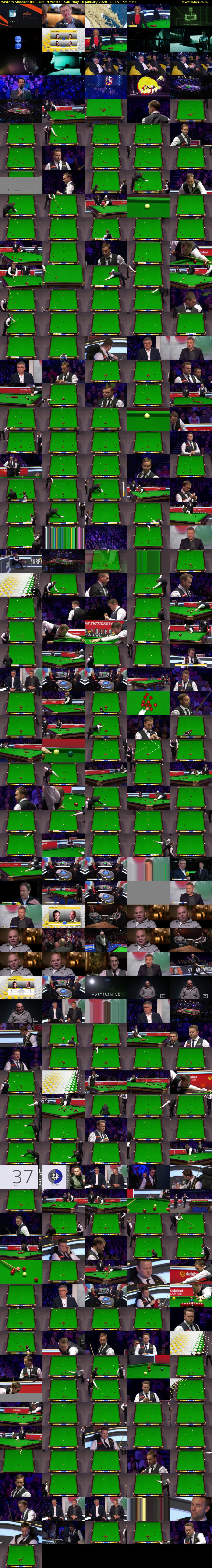Masters Snooker (BBC ONE N West) Saturday 18 January 2020 13:15 - 16:30